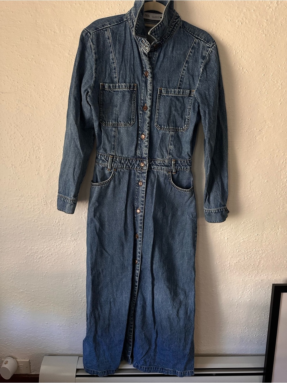 Zara Denim Maxi Shirt Dress